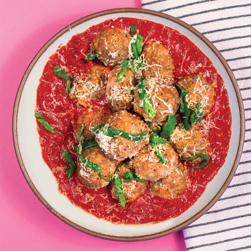 A Taste of the Holidays: Gourmet Recipes from Culinary Stars, Cookbook Authors & Celebrity Chefs - Sexy Meatballs with Sugo by Chef Britt Rescigno (on behalf of Pre)