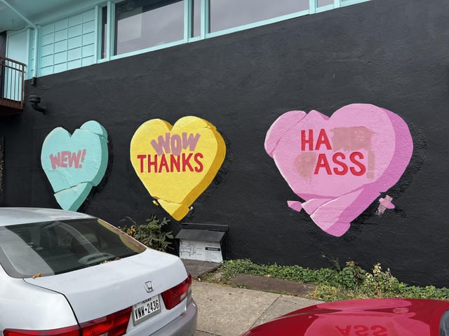 Candy hearts on south Congress vandalized 