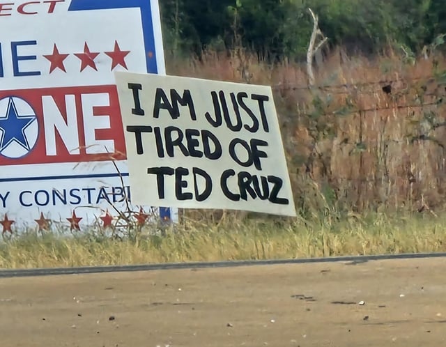 Political sign spotted on the edge of Austin -- there is hope 