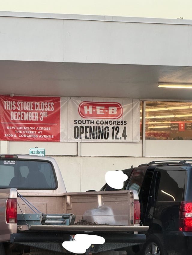 It’s official now, Heb South Congress opening December 4