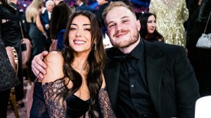 Brianna LaPaglia and Zach Bryan attend the 66th GRAMMY Awards on February 04, 2024 in Los Angeles, California.