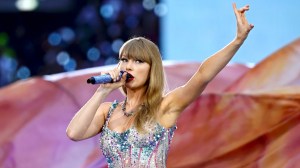 Taylor Swift performs on stage during the "Taylor Swift | The Eras Tour" at Wembley Stadium on August 15, 2024 in London, England.