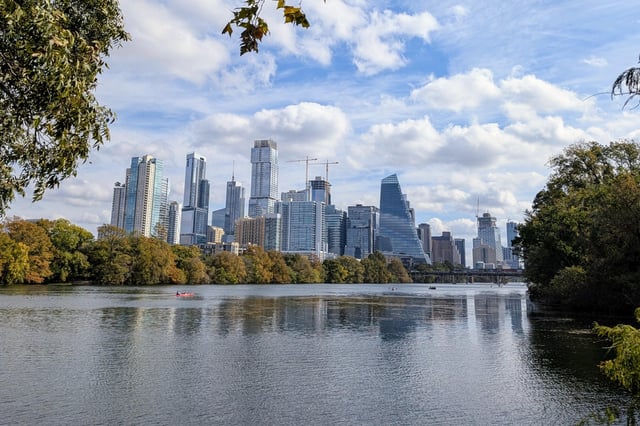 View of downtown from Zilker Park today 