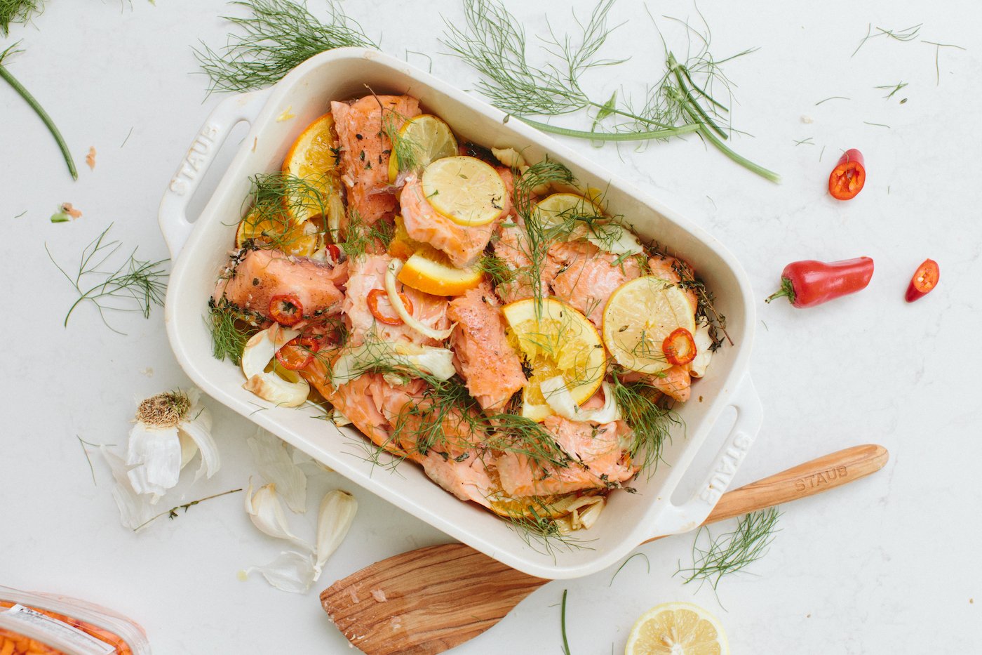 baked citrus salmon with fennel and herbs