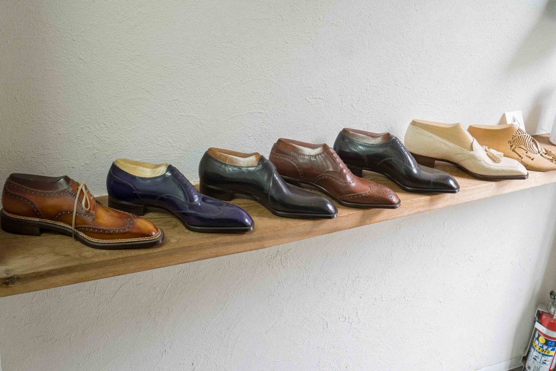 Varied styles of shoes.