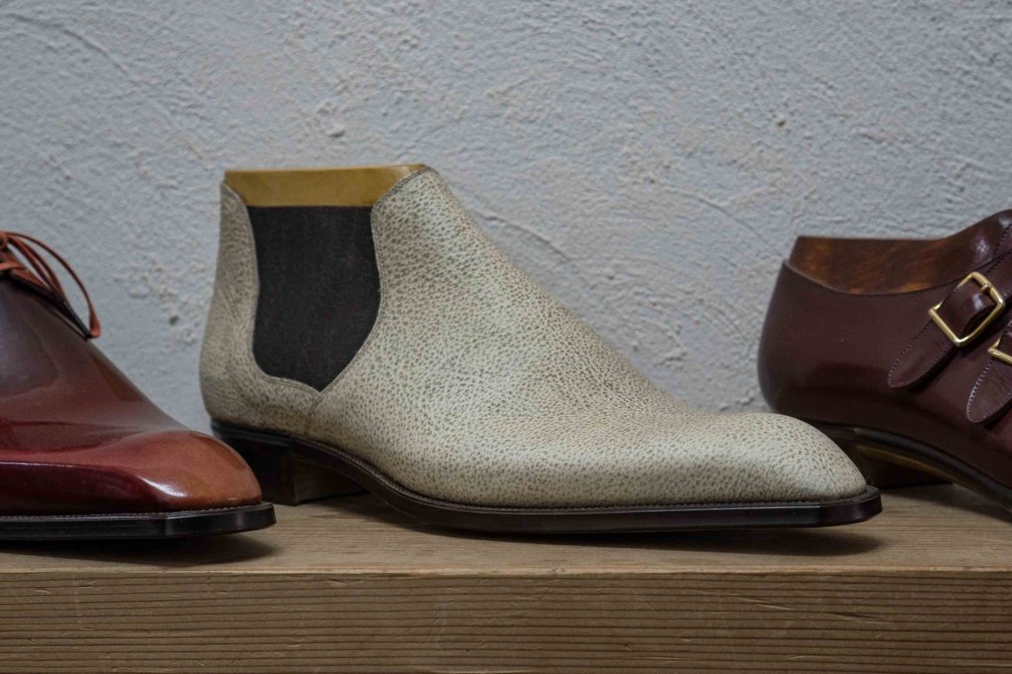 Chukka boot in shironameshi leather.