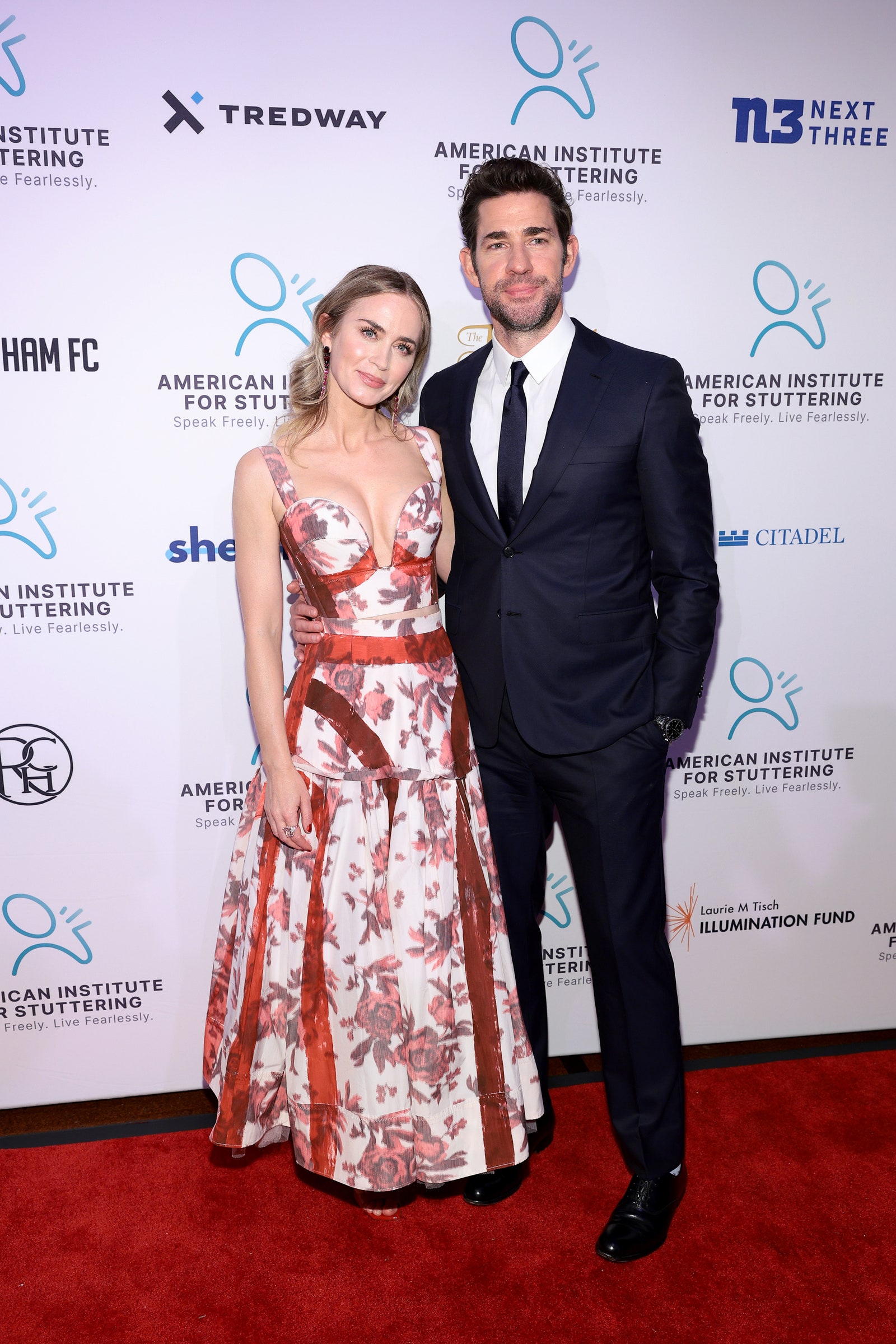 Image may contain John Krasinski Emily Blunt Fashion Premiere Adult Person Wedding Clothing Footwear and Shoe