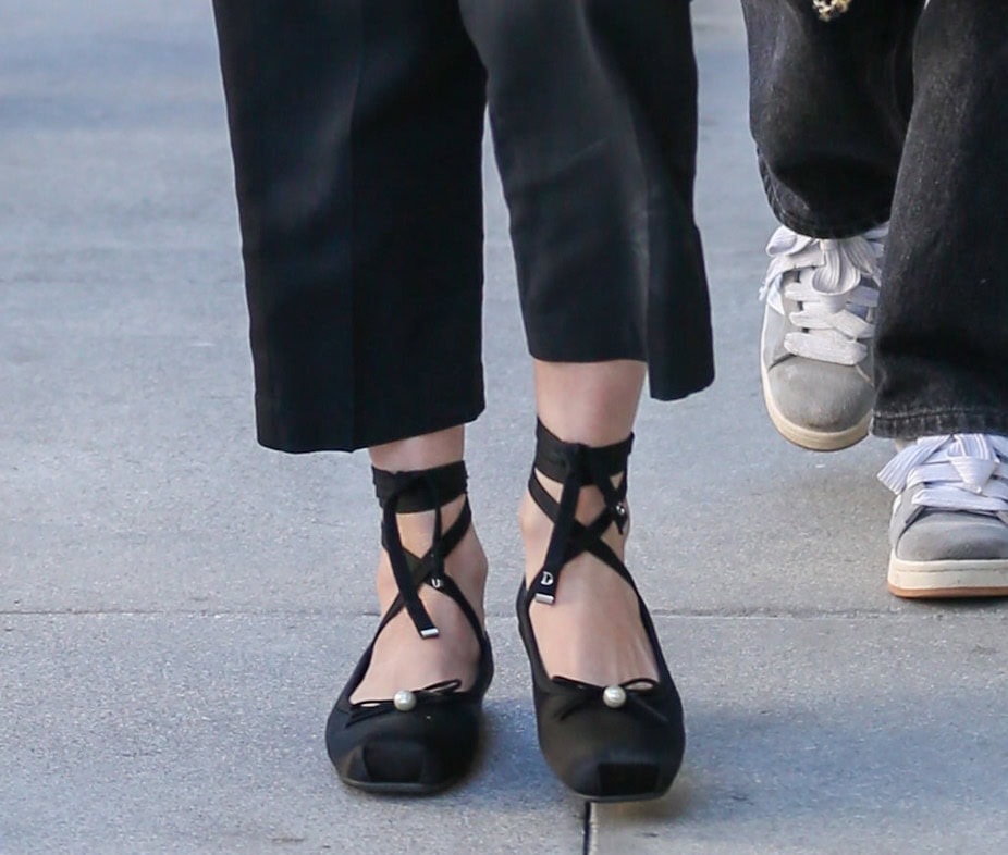 Jennifer Lopez completes her demure head-to-toe black outfit with the Dior D-Joy ballet flats