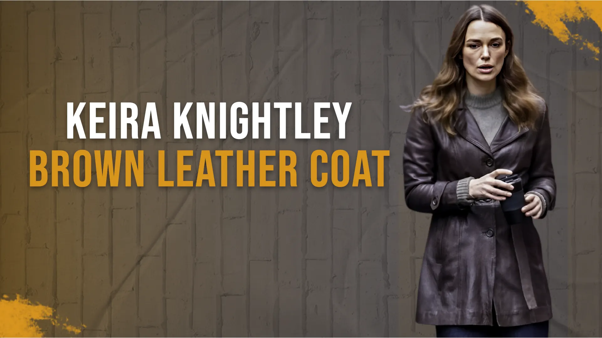 Keira Knightley Brown Leather Coat 