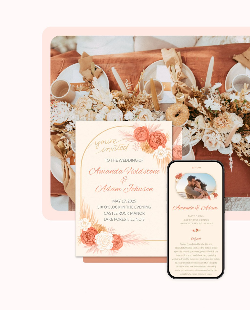 Lovebird Wedding Website Dried Flora Design