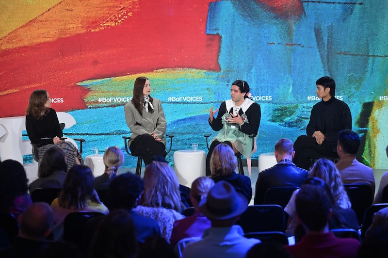 Roksanda Ilincic, Brandon Wen and Bohan Qiu on stage at BoF VOICES.