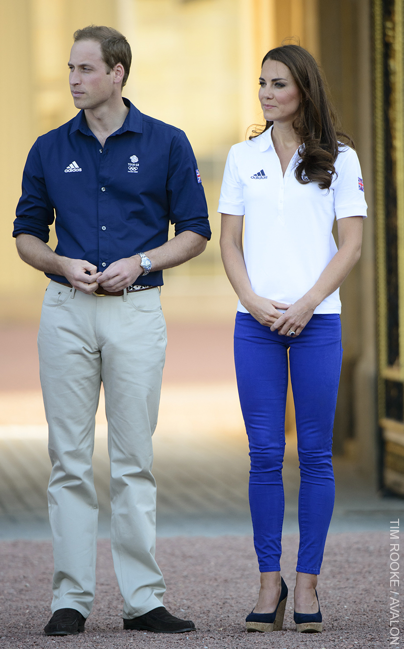 Kate Middleton pairs vivid royal blue skinny jeans with an Adidas polo neck shirt for a Team GB Olympics event