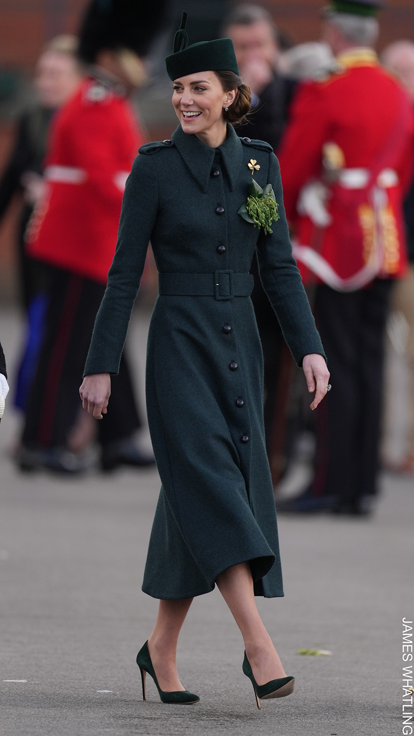 The Princess of Wales wears a green military-inspired coat by Laura Green London.