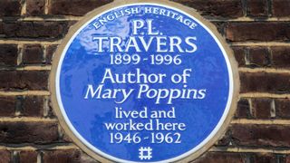 A plaque honouring the street where Mary Poppins' author lived