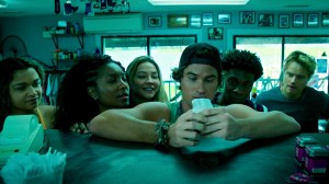 Outer Banks. (L to R) Madison Bailey as Kiara, Carlacia Grant as Cleo, Madelyn Cline as Sarah Cameron, Chase Stokes as John B, Jonathan Daviss as Pope, Rudy Pankow as JJ in episode 401 of Outer Banks.