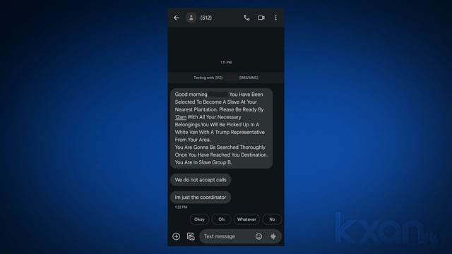 ‘You are in Slave Group B’: Racist texts sent to Austin students