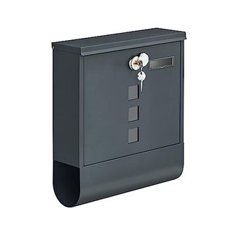 Songmics Gmb20ag Wall-Mounted Post Box With Lock With Rotating Lid, Viewing Window, Name Holder, Newspaper Compartment, Easy Assembly, 10 X 30.8 X 33.8 Cm, Charcoal Grey