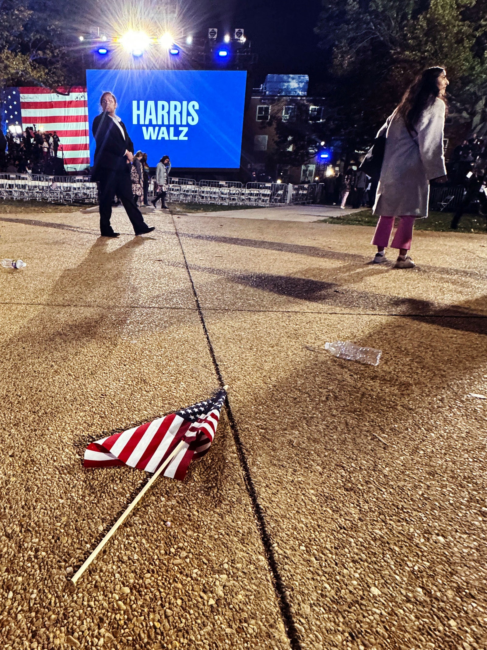 A flag left behind on the ground after former Congressman Cedric Richmond told the crowd that Democratic Presidential...