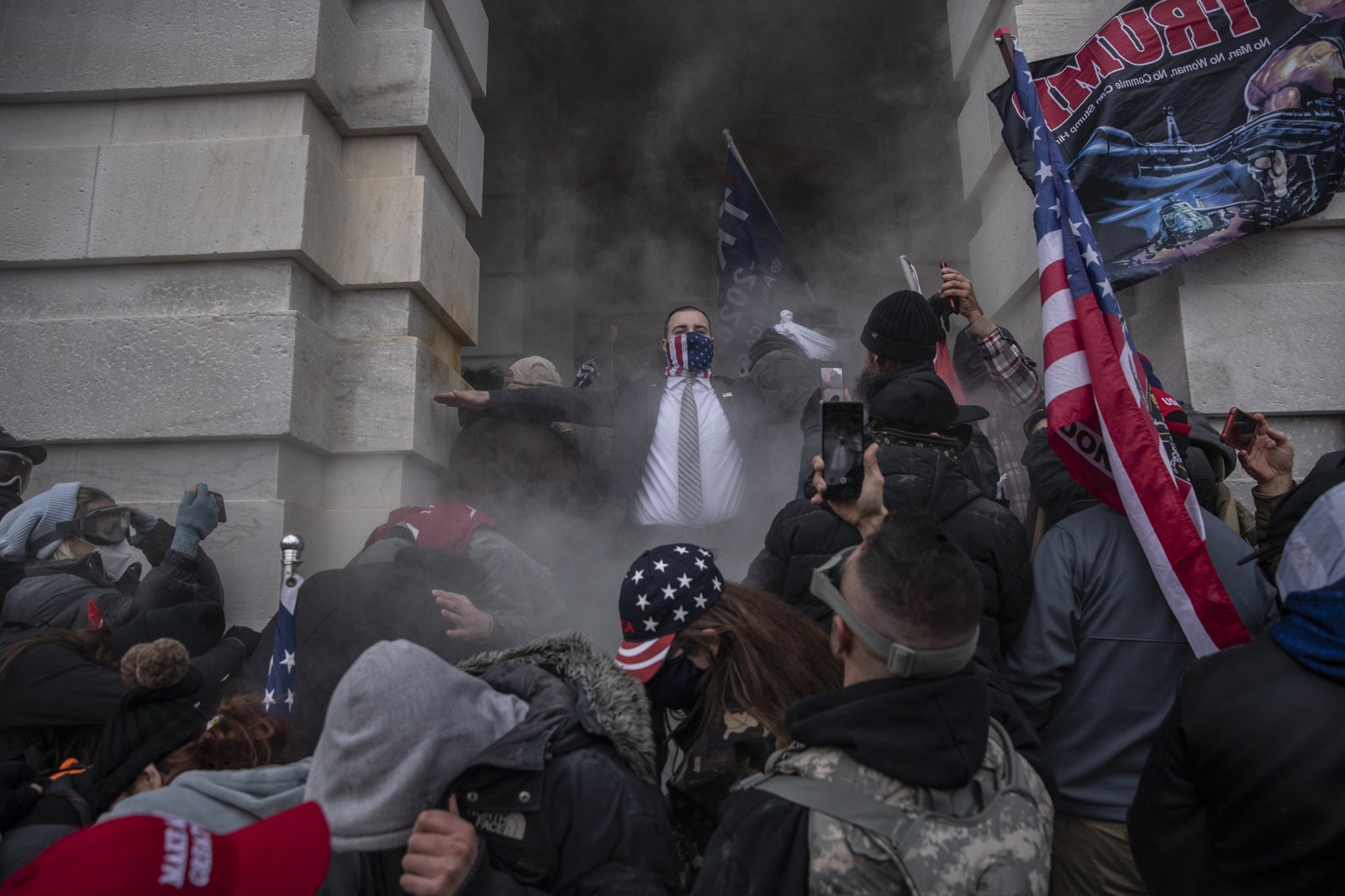 Demonstrators breaching the U.S. Capitol