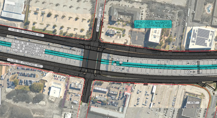 Not many changes are planned at the I-35 intersection at Saint Johns Avenue. But you can get a taste of the frontage road bypass lanes coming to Howard Lane, Yager Lane/Tech Ridge Boulevard and Rundberg Lane