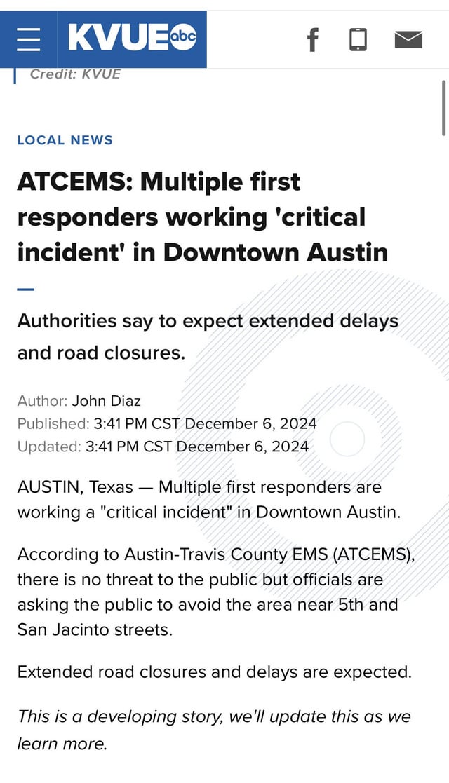 ATCEMS: critical incident in Downtown