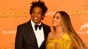 Jay Z and Beyonce Knowles-Carter attend "The Lion King" European Premiere at Leicester Square on July 14, 2019 in London, England.