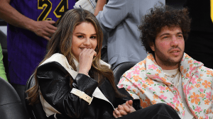 LOS ANGELES, CALIFORNIA - JANUARY 03: Selena Gomez and Benny Blanco attend a basketball game between the Los Angeles Lakers and the Miami Heat at Crypto.com Arena on January 03, 2024 in Los Angeles, California. NOTE TO USER: User expressly acknowledges and agrees that, by downloading and or using this photograph, User is consenting to the terms and conditions of the Getty Images License Agreement.