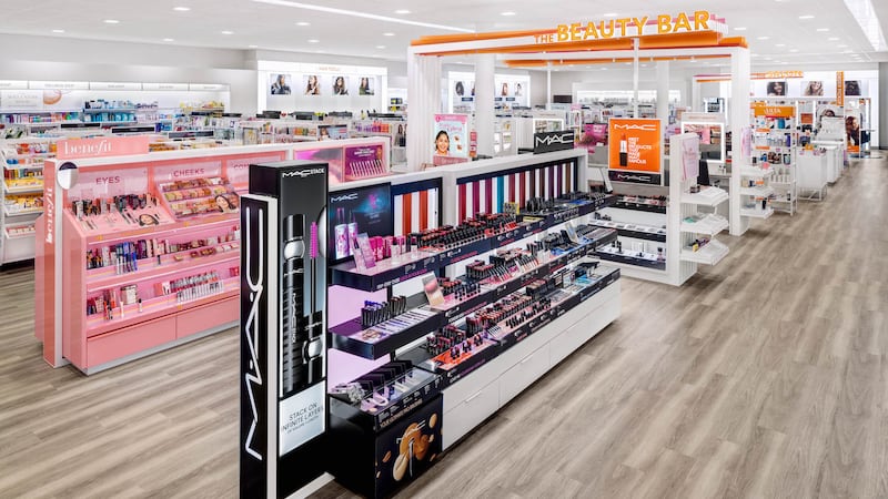 Product displays inside an Ulta Beauty store.