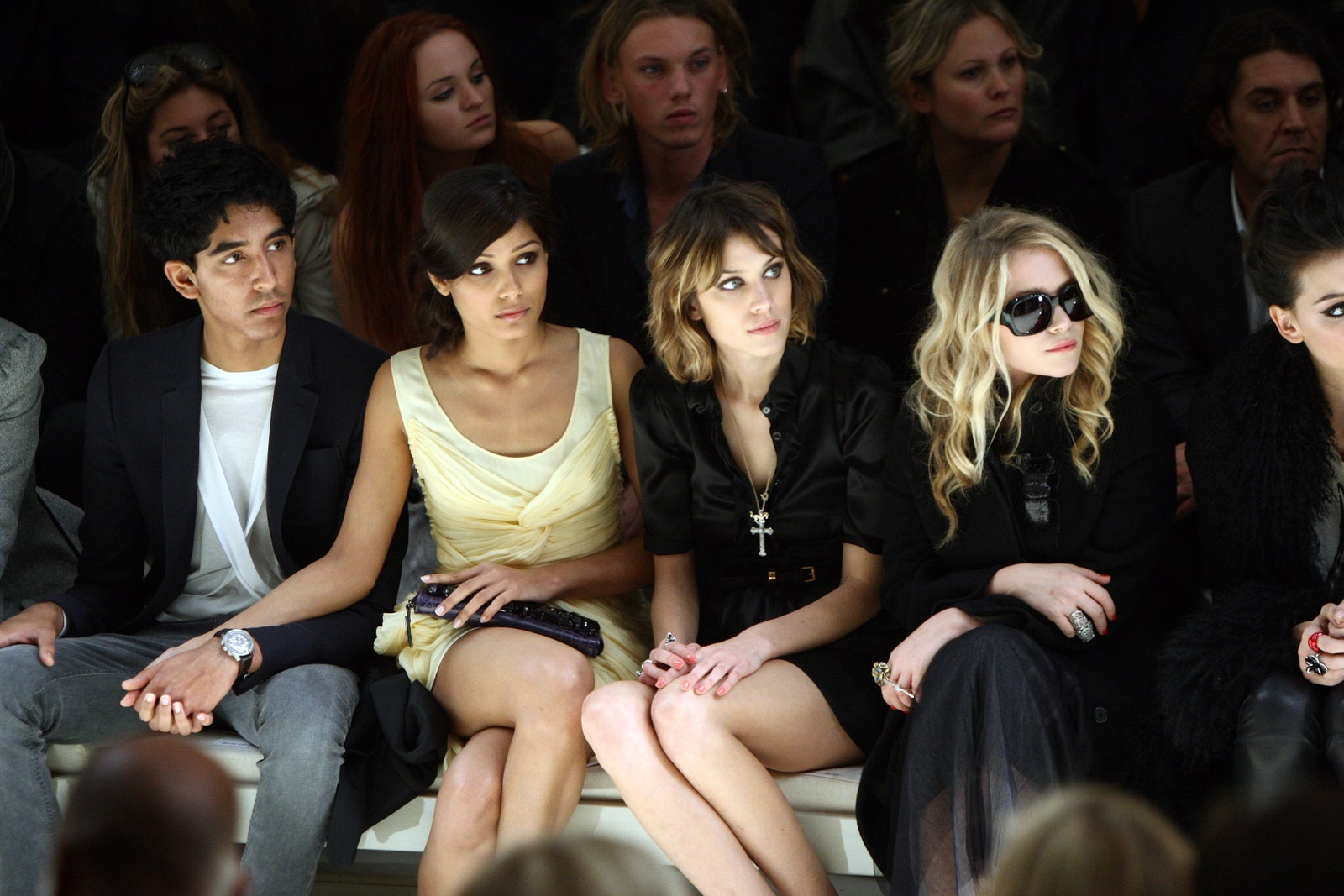 Image may contain Dev Patel Simon Gotch MaryKate Olsen Freida Pinto Alexa Chung Jamie Campbell Bower and Wristwatch