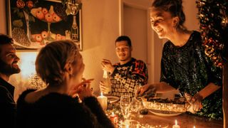 family enjoying a Christmas meal