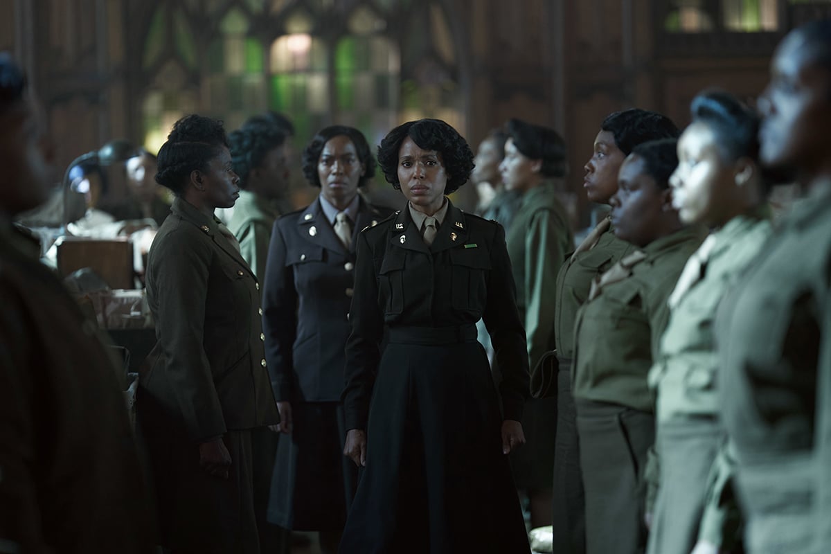 Kerry Washington stars as Major Charity Adams, the commanding officer of the 6888th Central Postal Directory Battalion, in The Six Triple Eight