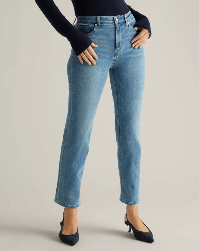 Quince Stretch High Rise Straight Jeans