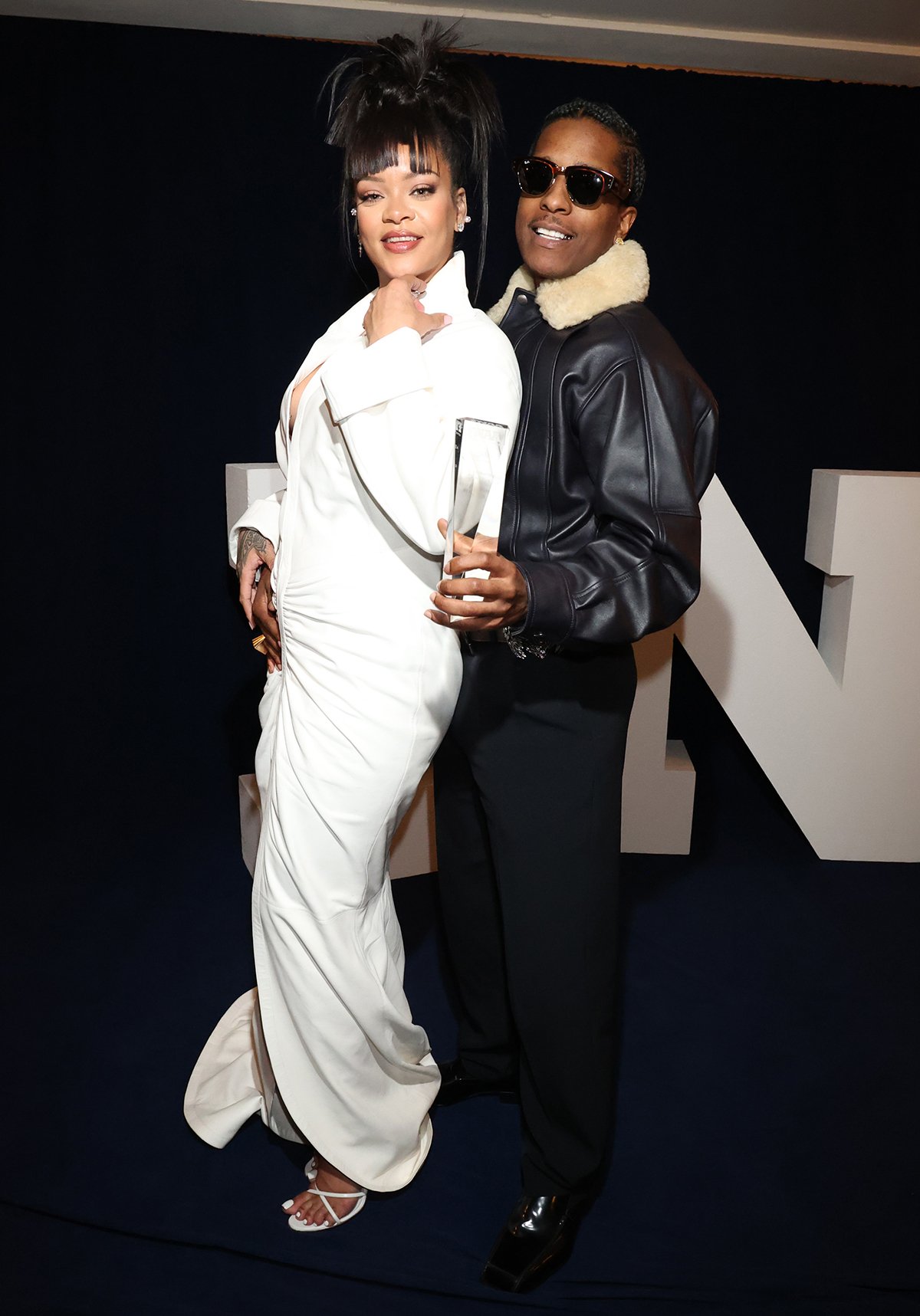 Rihanna shows support for A$AP Rocky, FNAA's Collaboration of the Year recipient with Puma, at the 38th Annual Footwear News Achievement Awards at Cipriani South Street in New York City