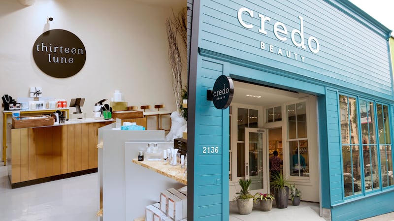 Standalone shops for indie beauty retailers Thirteen Lune and Credo Beauty.