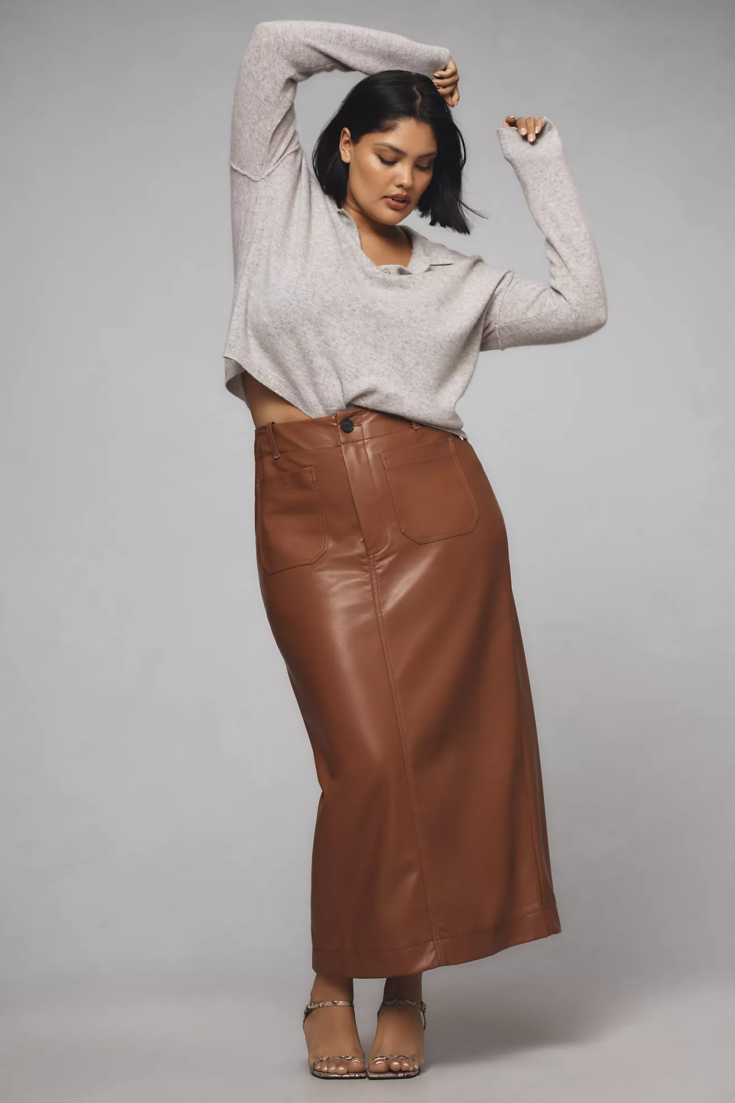 The Colette Maxi Skirt by Maeve Faux Leather Edition