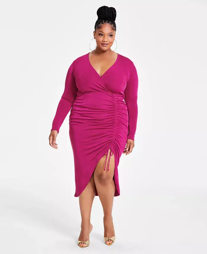 Trendy Plus Size Ruched Slinky Dress