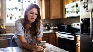 A woman checking her phone