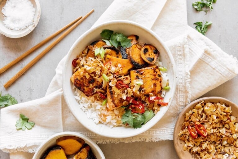 Hot honey salmon bowl.