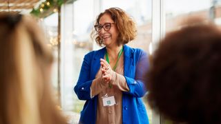 A woman public speaking