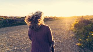 A woman walking outside