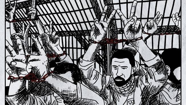 palestinian-prisoners-arms-raised-victory-signs-art-by-midhun-puthupattu-1, The Palestinian Prisoners’ Movement: the struggle behind bars, World News & Views 