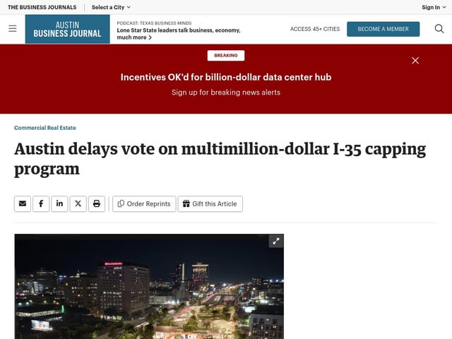 Austin delays vote on multimillion-dollar I-35 capping program