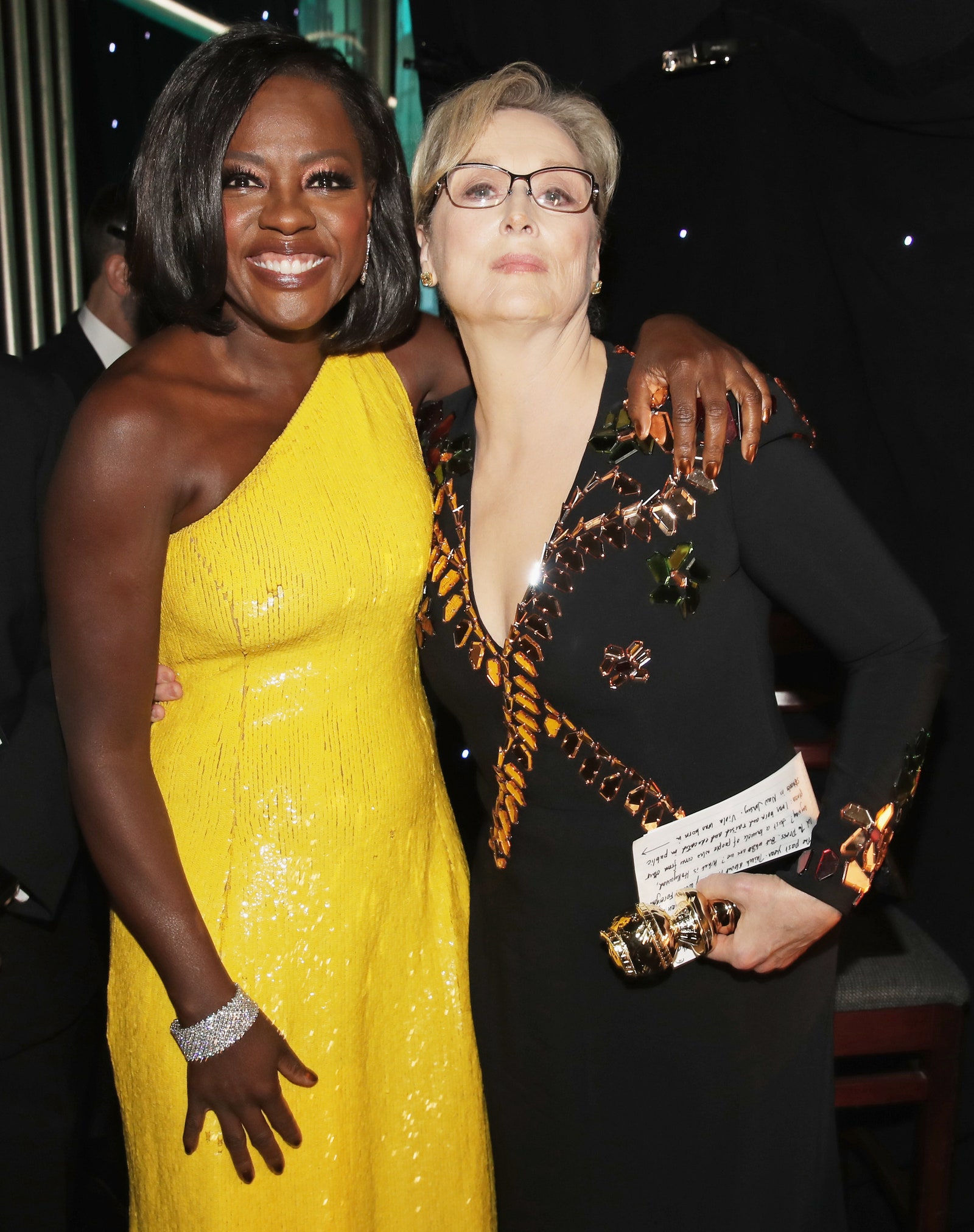 Image may contain Viola Davis Meryl Streep Accessories Glasses Person Photobombing Adult Wedding and Bracelet