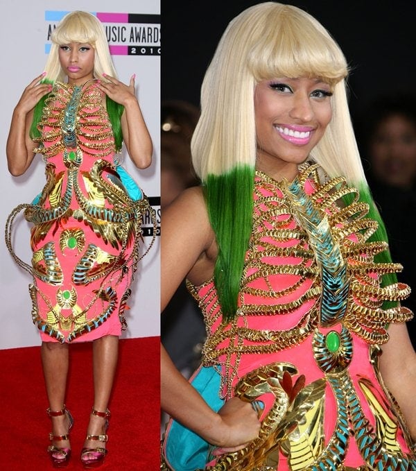 Nicki Minaj in a Manish Arora Spring 2011 dress at the 2010 American Music Awards